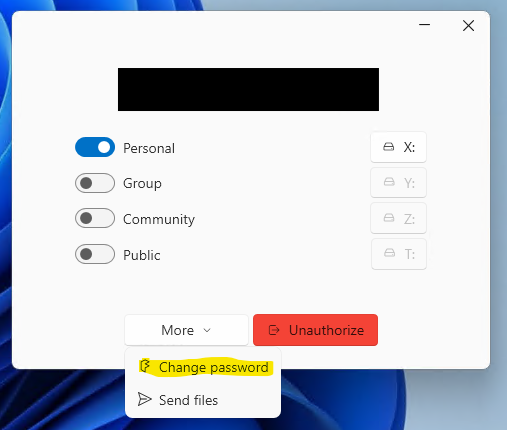 Click change password